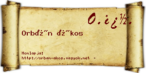 Orbán Ákos névjegykártya
